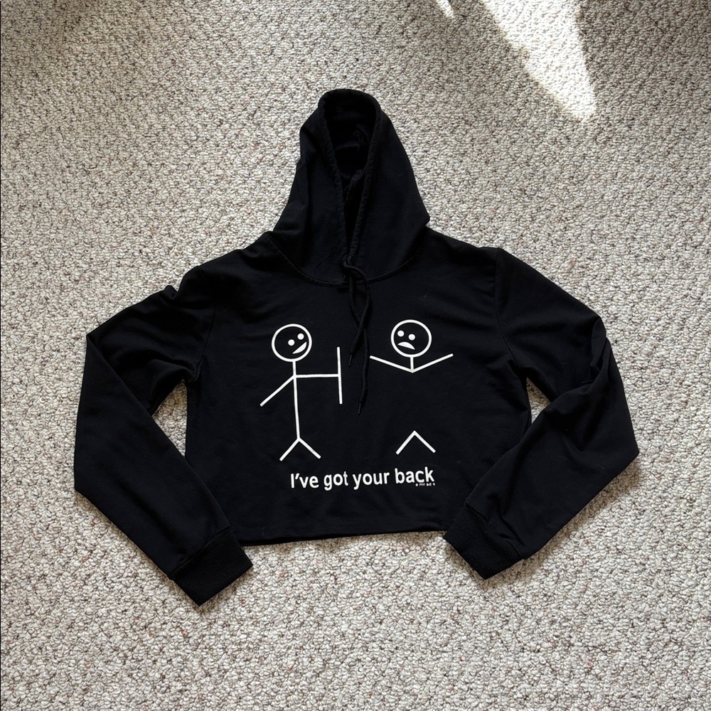 Black Hoodie with Stick Figure Graphic